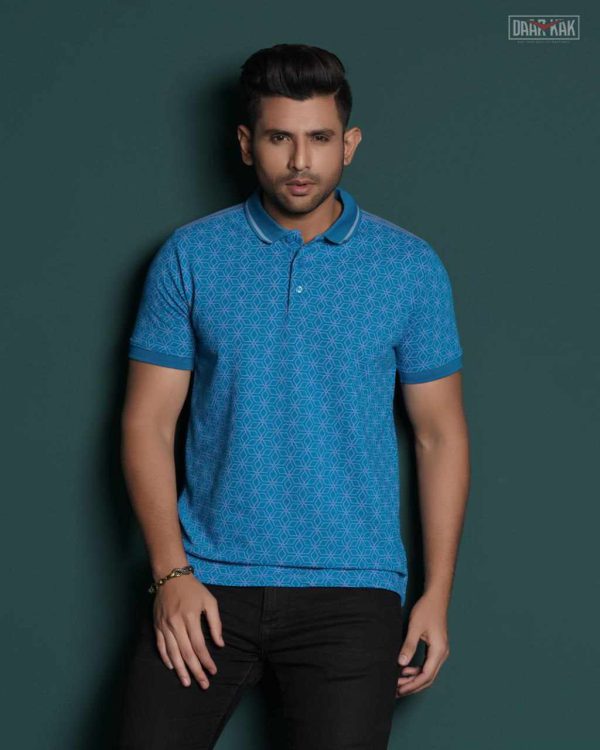 Premium All Over Polo Shirt - KC-02 - Sky Colour - Image 2