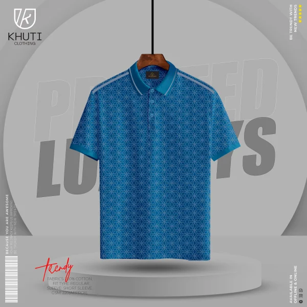 Premium All Over Polo Shirt - KC-02 - Sky Colour
